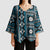Fiji Masi Tapa Pattern Blue Kimono Sleeve Blouse - Polynesian Pride