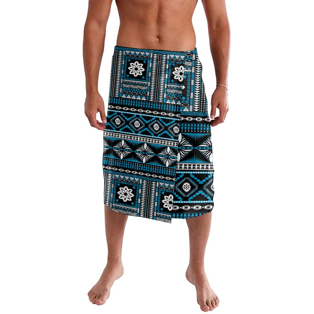 Fiji Masi Tapa Pattern Blue Lavalava - Polynesian Pride