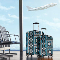 Fiji Masi Tapa Pattern Blue Luggage Cover LT01 - Polynesian Pride