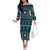 Fiji Masi Tapa Pattern Blue Off The Shoulder Long Sleeve Dress - Polynesian Pride