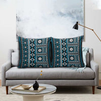 Fiji Masi Tapa Pattern Blue Pillow Cover LT01 - Polynesian Pride