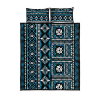 Fiji Masi Tapa Pattern Blue Quilt Bed Set - Polynesian Pride