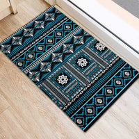 Fiji Masi Tapa Pattern Blue Rubber Doormat - Polynesian Pride