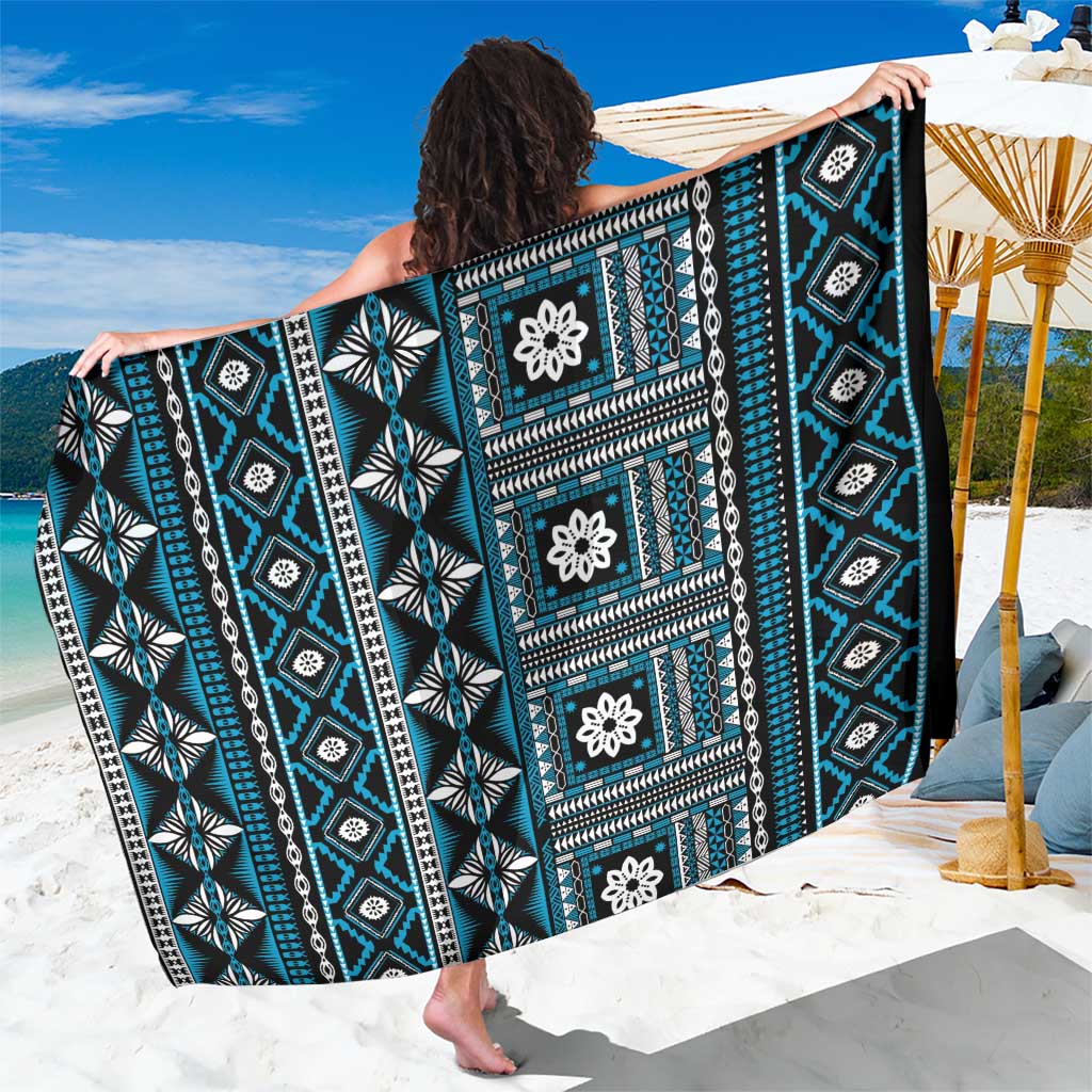 Fiji Masi Tapa Pattern Blue Sarong LT01 One Size 44 x 66 inches Blue - Polynesian Pride