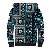 Fiji Masi Tapa Pattern Blue Sherpa Hoodie LT01 - Polynesian Pride