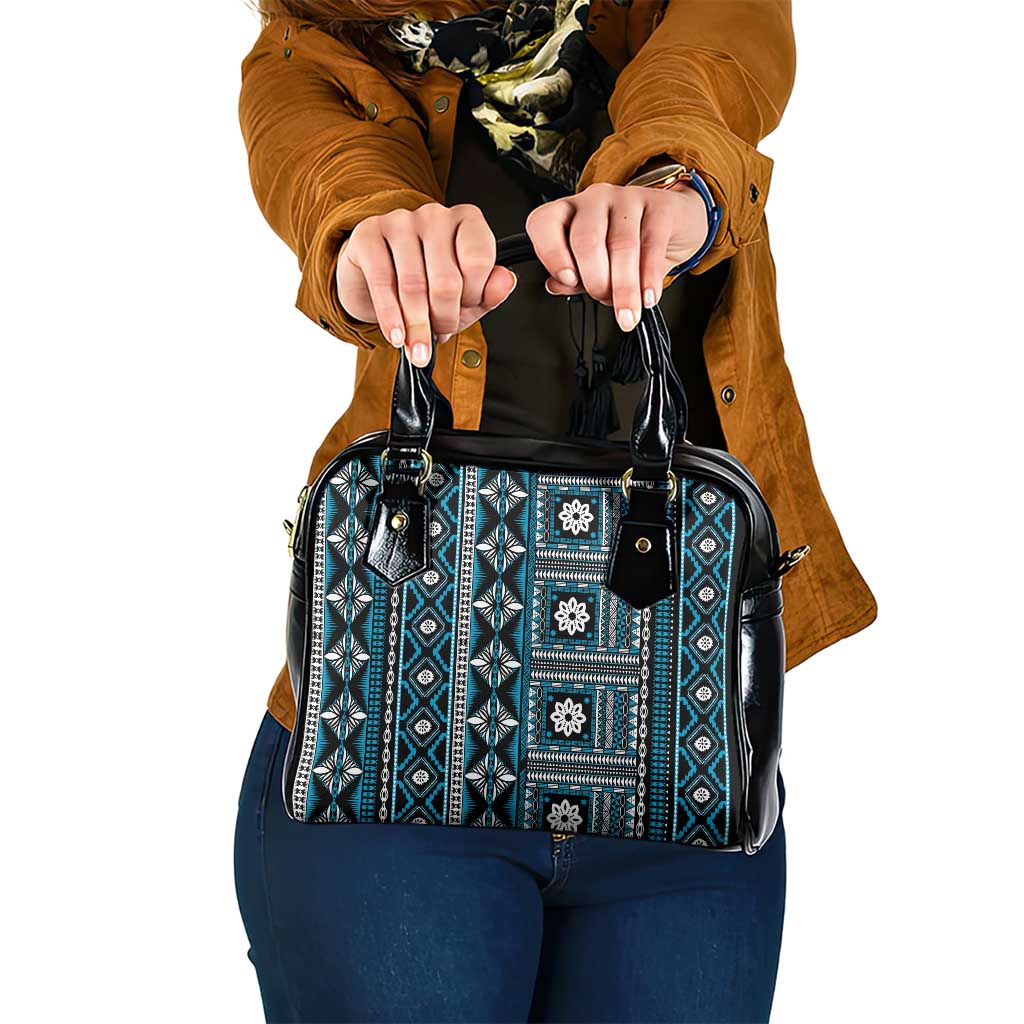Fiji Masi Tapa Pattern Blue Shoulder Handbag LT01 One Size Blue - Polynesian Pride