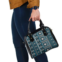 Fiji Masi Tapa Pattern Blue Shoulder Handbag LT01 - Polynesian Pride