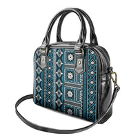 Fiji Masi Tapa Pattern Blue Shoulder Handbag LT01 - Polynesian Pride