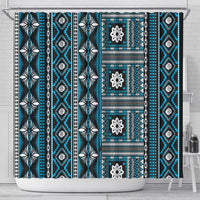 Fiji Masi Tapa Pattern Blue Shower Curtain LT01 - Polynesian Pride