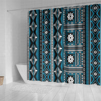 Fiji Masi Tapa Pattern Blue Shower Curtain LT01 - Polynesian Pride
