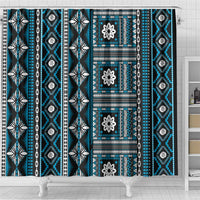 Fiji Masi Tapa Pattern Blue Shower Curtain LT01 - Polynesian Pride