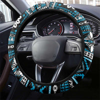 Fiji Masi Tapa Pattern Blue Steering Wheel Cover LT01 - Polynesian Pride