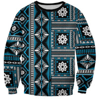 Fiji Masi Tapa Pattern Blue Sweatshirt - Polynesian Pride