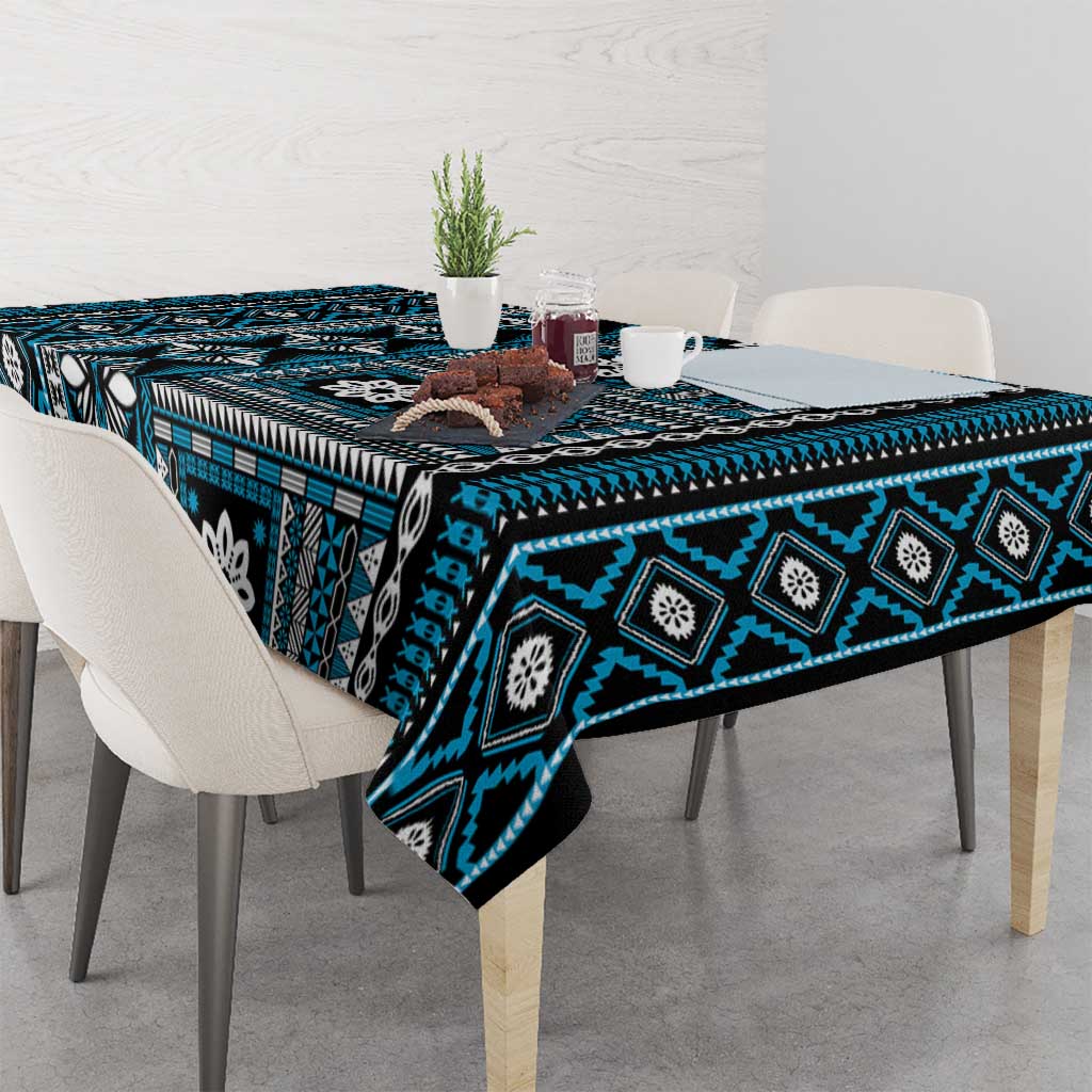 Fiji Masi Tapa Pattern Blue Tablecloth LT01 - Polynesian Pride