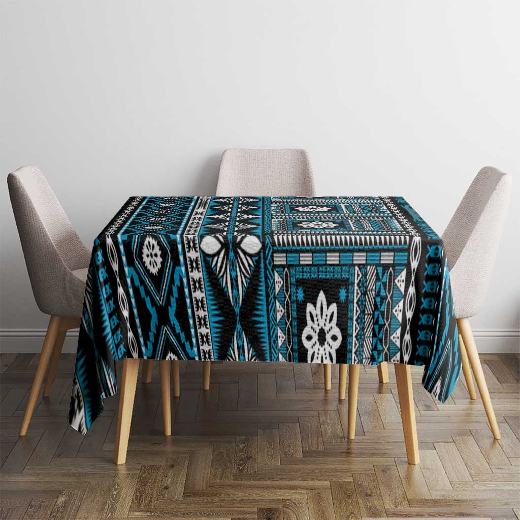 Fiji Masi Tapa Pattern Blue Tablecloth LT01 - Polynesian Pride