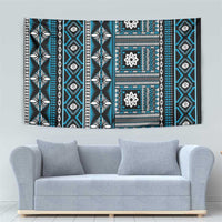 Fiji Masi Tapa Pattern Blue Tapestry LT01 - Polynesian Pride