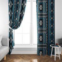 Fiji Masi Tapa Pattern Blue Window Curtain - Polynesian Pride
