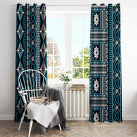 Fiji Masi Tapa Pattern Blue Window Curtain - Polynesian Pride