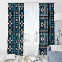 Fiji Masi Tapa Pattern Blue Window Curtain - Polynesian Pride