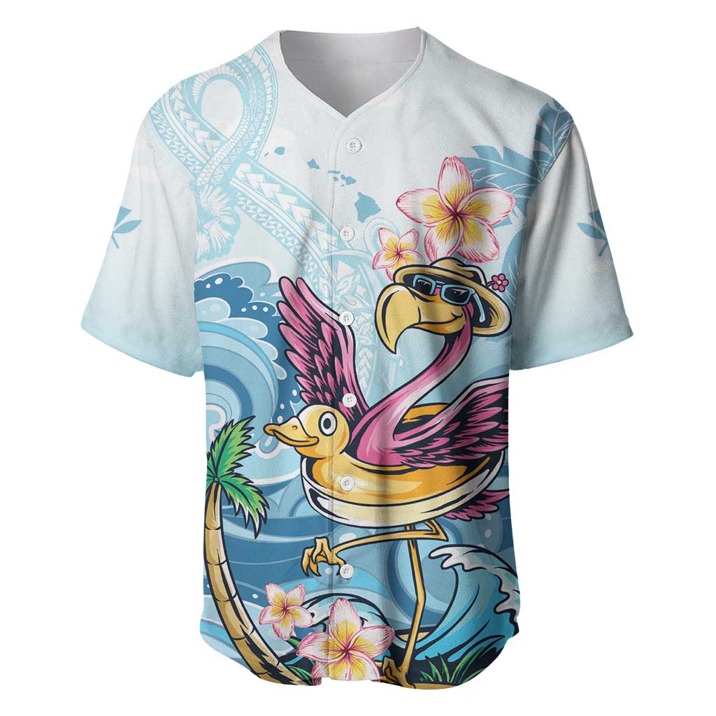 Hawaii Flamingo Baseball Jersey Plumeria Tropical Beach