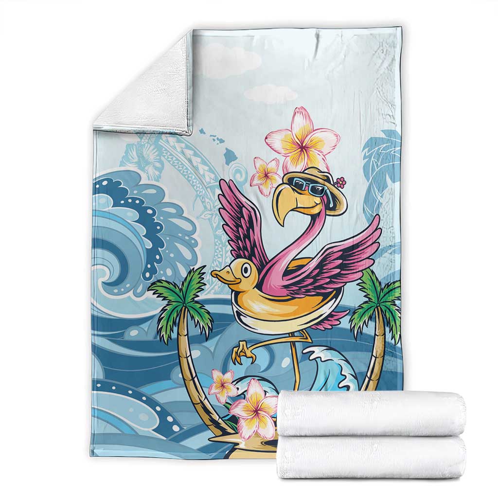 Hawaii Flamingo Blanket Plumeria Tropical Beach