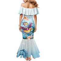 Hawaii Flamingo Family Matching Mermaid Dress and Hawaiian Shirt Plumeria Tropical Beach