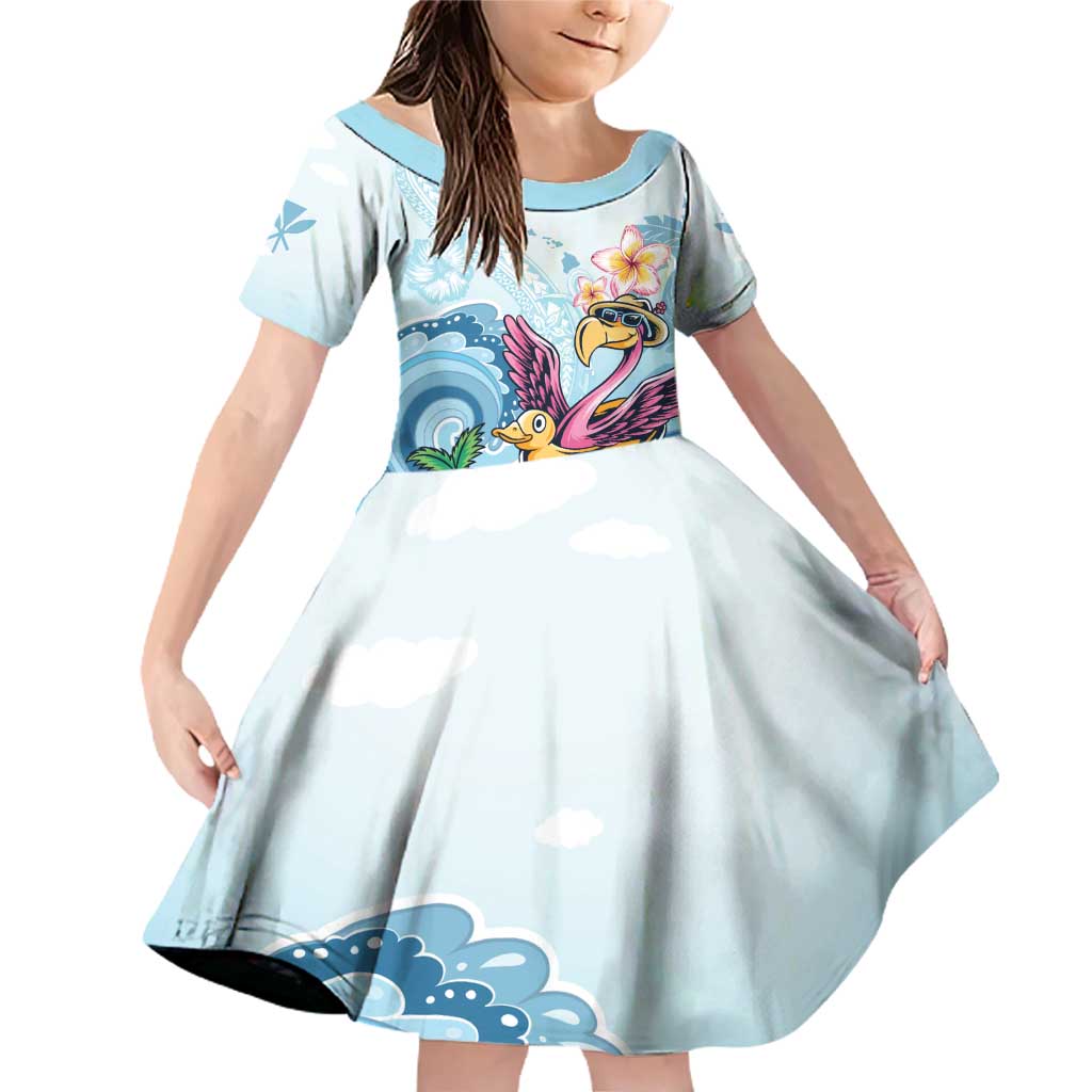 Hawaii Flamingo Family Matching Off Shoulder Short Dress and Hawaiian Shirt Plumeria Tropical Beach