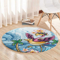 Hawaii Flamingo Round Carpet Plumeria Tropical Beach