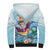 Hawaii Flamingo Sherpa Hoodie Plumeria Tropical Beach