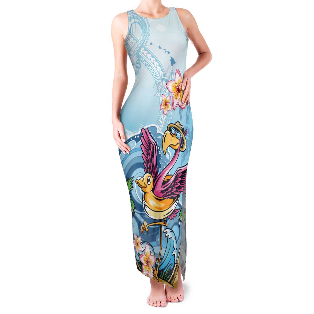 Hawaii Flamingo Tank Maxi Dress Plumeria Tropical Beach