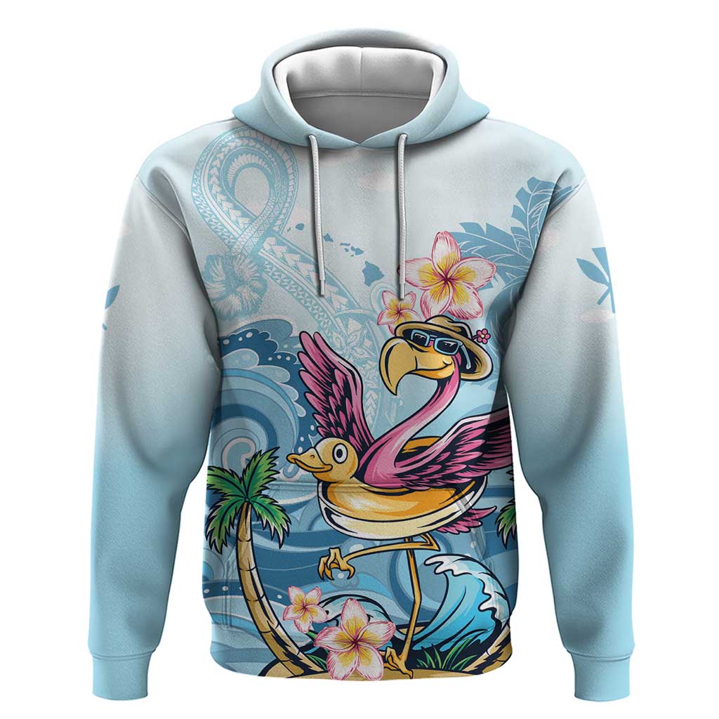 Hawaii Flamingo Zip Hoodie Plumeria Tropical Beach