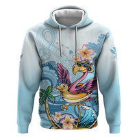 Hawaii Flamingo Zip Hoodie Plumeria Tropical Beach