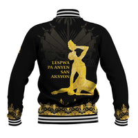Haiti Neg Marron Gold Baseball Jacket Lespwa pa anyen san aksyon
