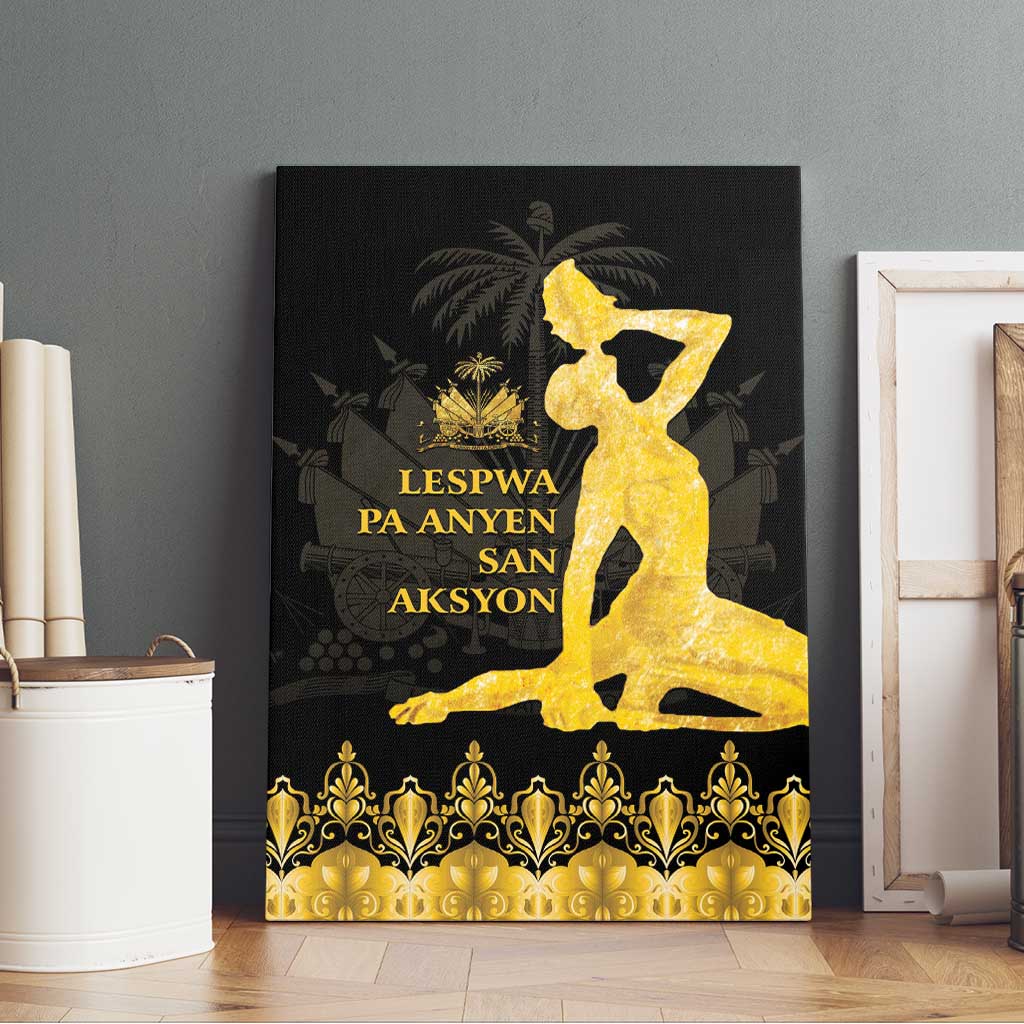 Haiti Neg Marron Gold Canvas Wall Art Lespwa pa anyen san aksyon