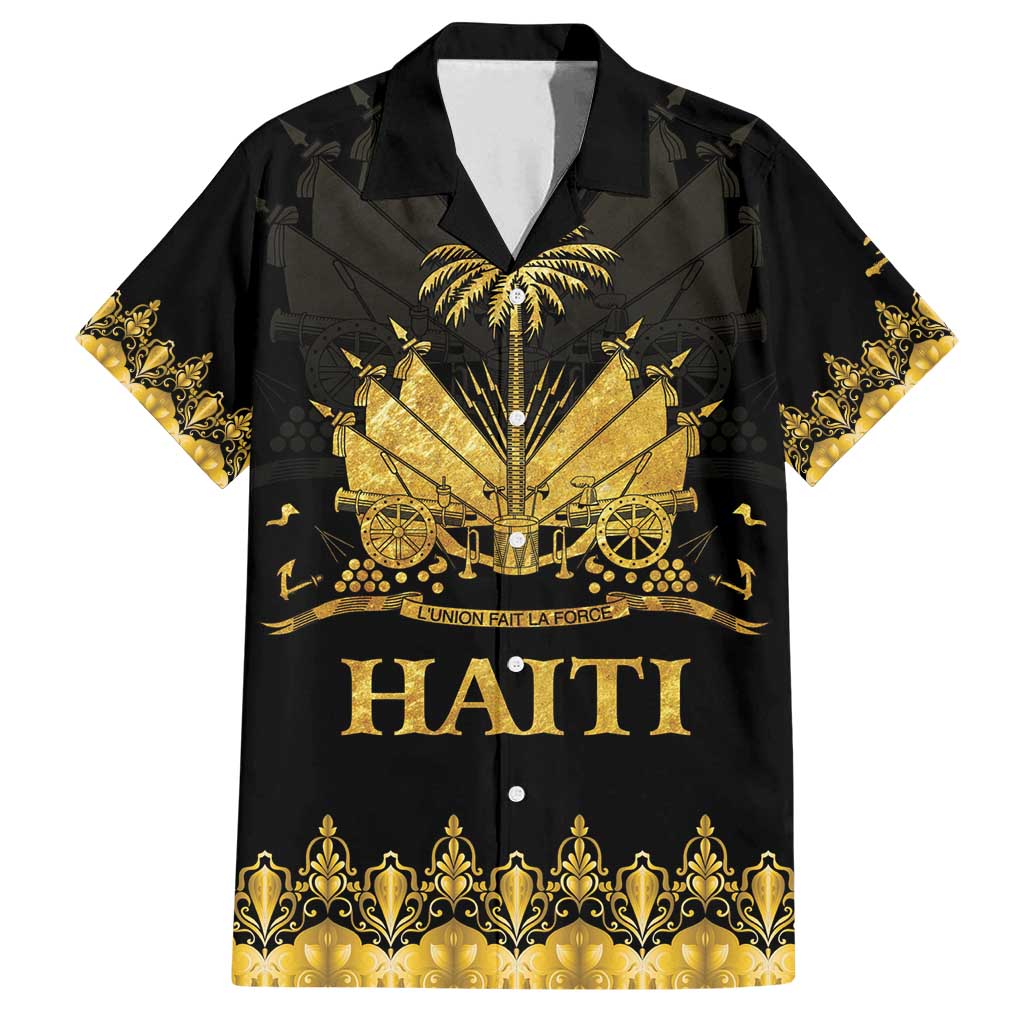 Haiti Neg Marron Gold Family Matching Long Sleeve Bodycon Dress and Hawaiian Shirt Lespwa pa anyen san aksyon LT01 Dad's Shirt - Short Sleeve Gold - Polynesian Pride