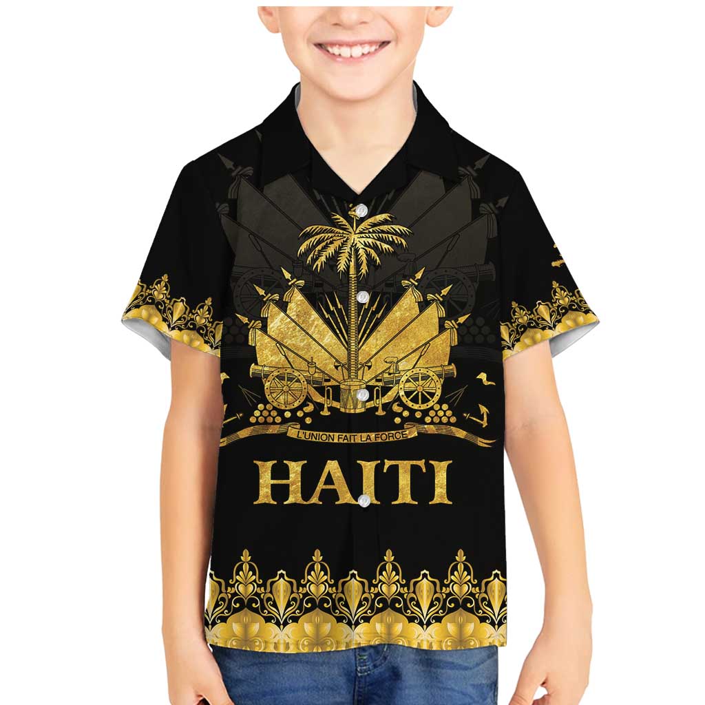 Haiti Neg Marron Gold Family Matching Mermaid Dress and Hawaiian Shirt Lespwa pa anyen san aksyon LT01 Son's Shirt Gold - Polynesian Pride