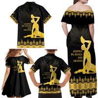 Haiti Neg Marron Gold Family Matching Off Shoulder Maxi Dress and Hawaiian Shirt Lespwa pa anyen san aksyon LT01 - Polynesian Pride