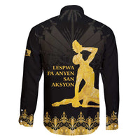 Haiti Neg Marron Gold Family Matching Off Shoulder Maxi Dress and Hawaiian Shirt Lespwa pa anyen san aksyon LT01 - Polynesian Pride