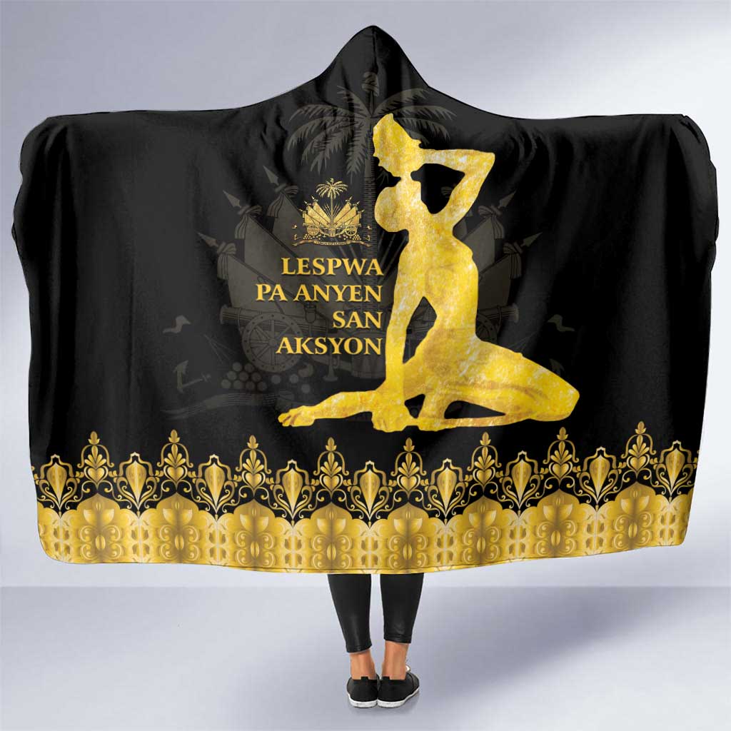 Haiti Neg Marron Gold Hooded Blanket Lespwa pa anyen san aksyon