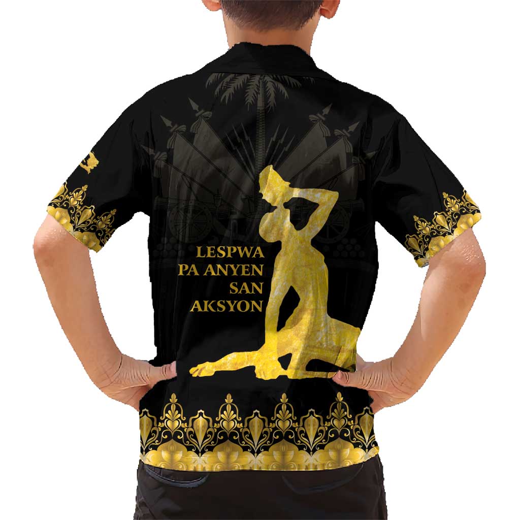 Haiti Neg Marron Gold Kid Hawaiian Shirt Lespwa pa anyen san aksyon LT01 - Polynesian Pride