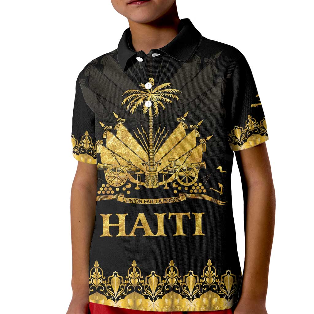 Haiti Neg Marron Gold Kid Polo Shirt Lespwa pa anyen san aksyon LT01 Kid Gold - Polynesian Pride
