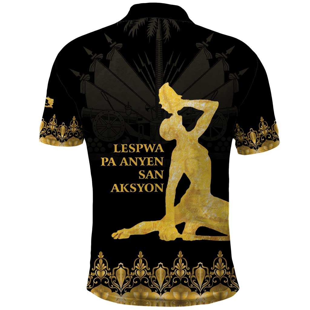 Haiti Neg Marron Gold Polo Shirt Lespwa pa anyen san aksyon