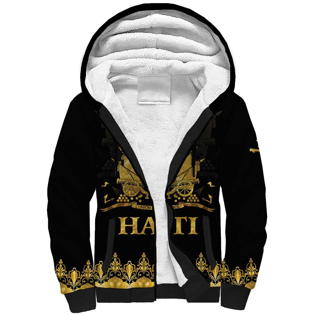 Haiti Neg Marron Gold Sherpa Hoodie Lespwa pa anyen san aksyon