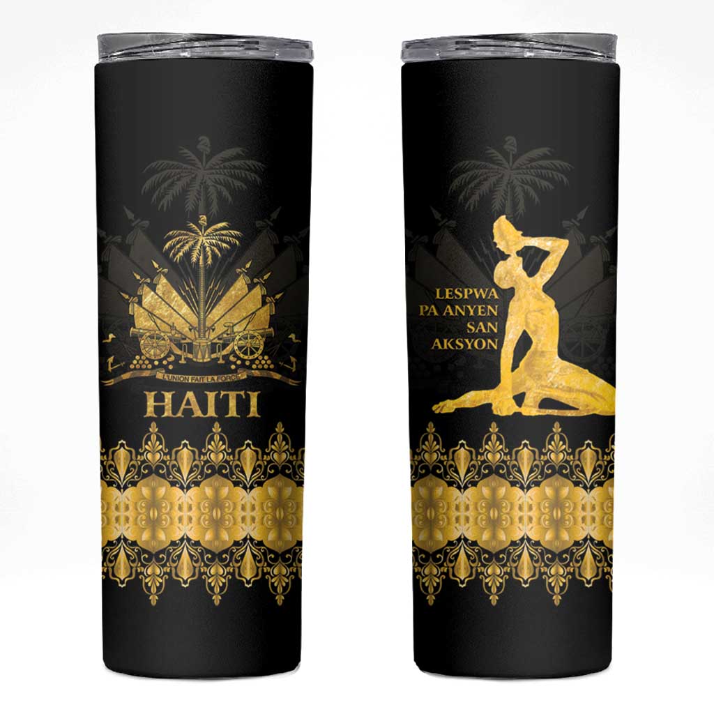 Haiti Neg Marron Gold Skinny Tumbler Lespwa pa anyen san aksyon