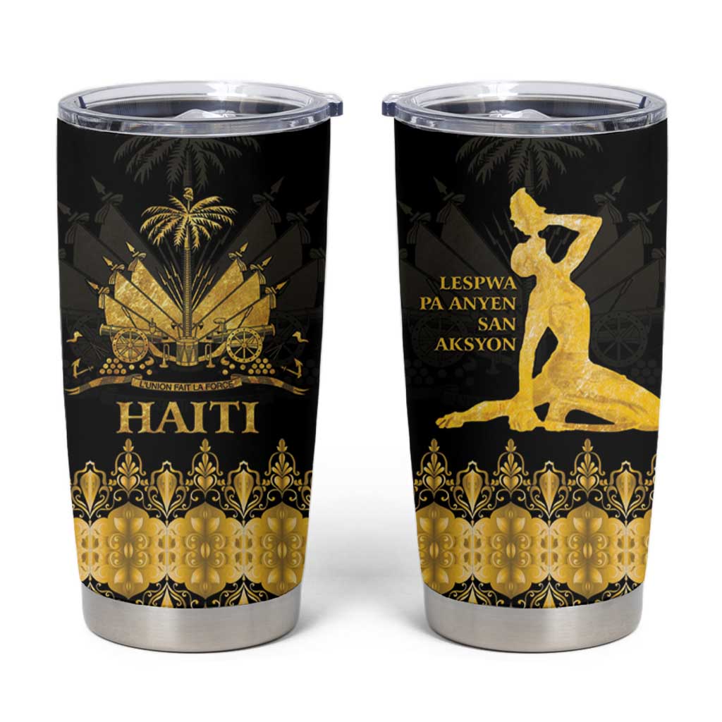 Haiti Neg Marron Gold Tumbler Cup Lespwa pa anyen san aksyon