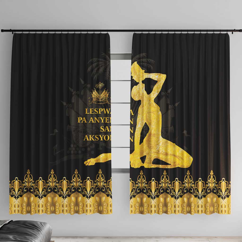 Haiti Neg Marron Gold Window Curtain Lespwa pa anyen san aksyon