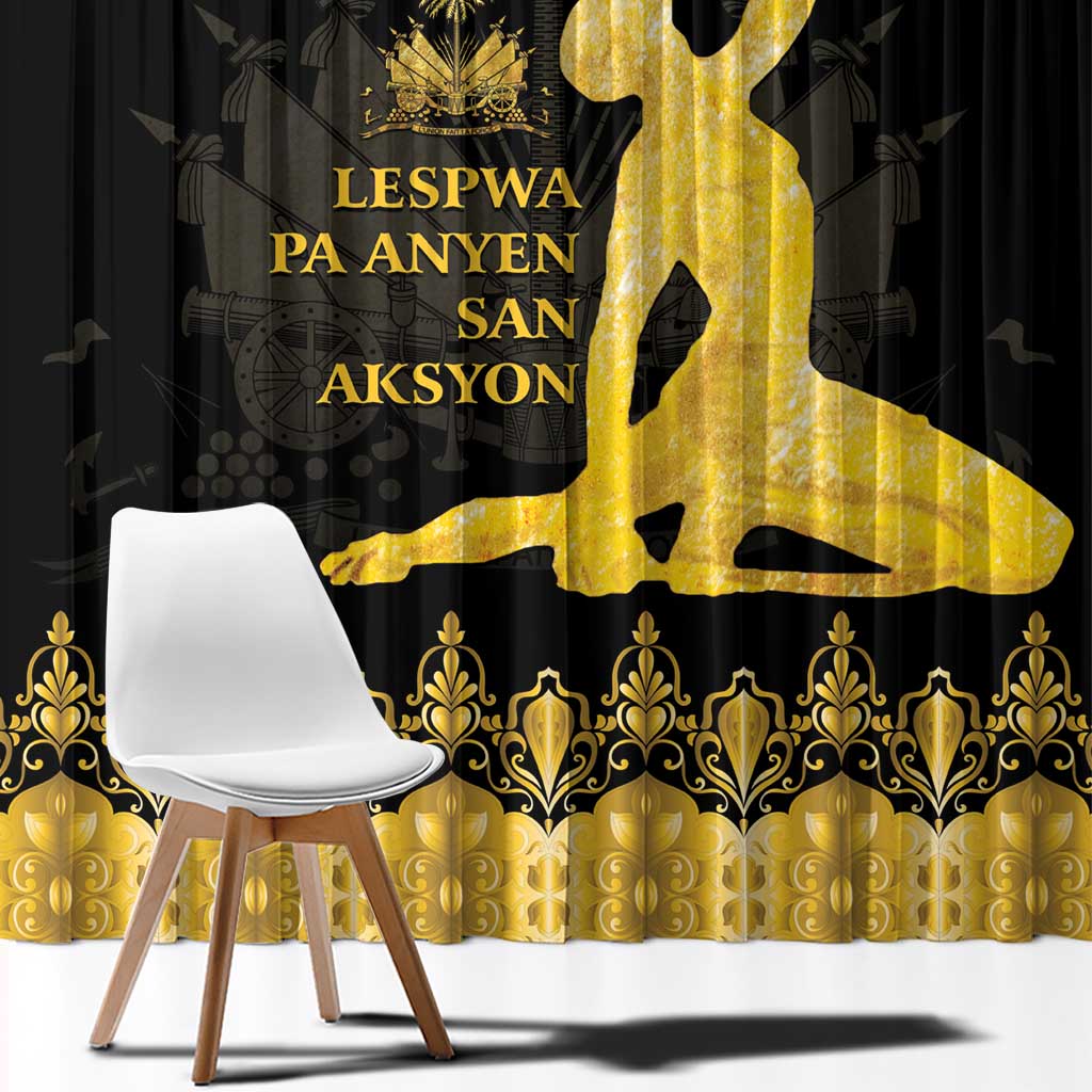 Haiti Neg Marron Gold Window Curtain Lespwa pa anyen san aksyon