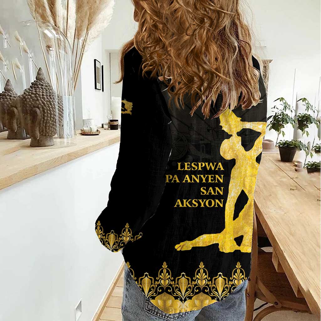 Haiti Neg Marron Gold Women Casual Shirt Lespwa pa anyen san aksyon