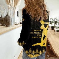 Haiti Neg Marron Gold Women Casual Shirt Lespwa pa anyen san aksyon