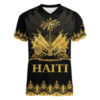 Haiti Neg Marron Gold Women V-Neck T-Shirt Lespwa pa anyen san aksyon LT01 Female Gold - Polynesian Pride